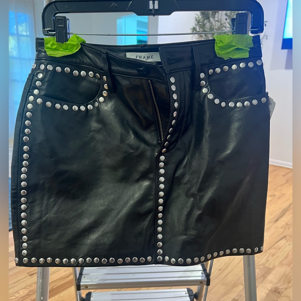 Women’s black leather skirt by Frame size 26